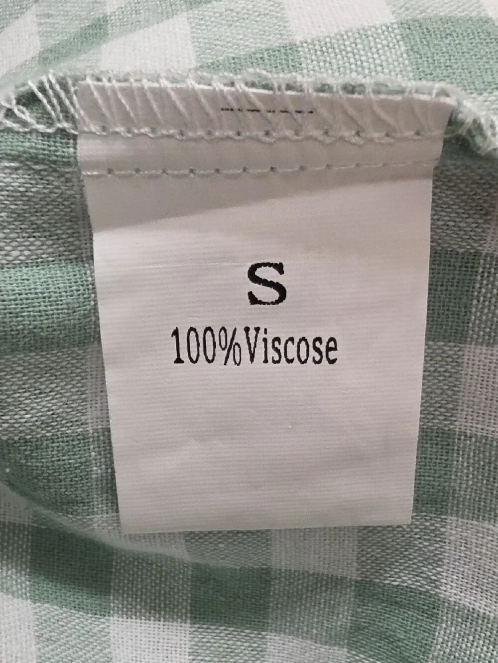 Green and White Gingham Viscose Pants - Small